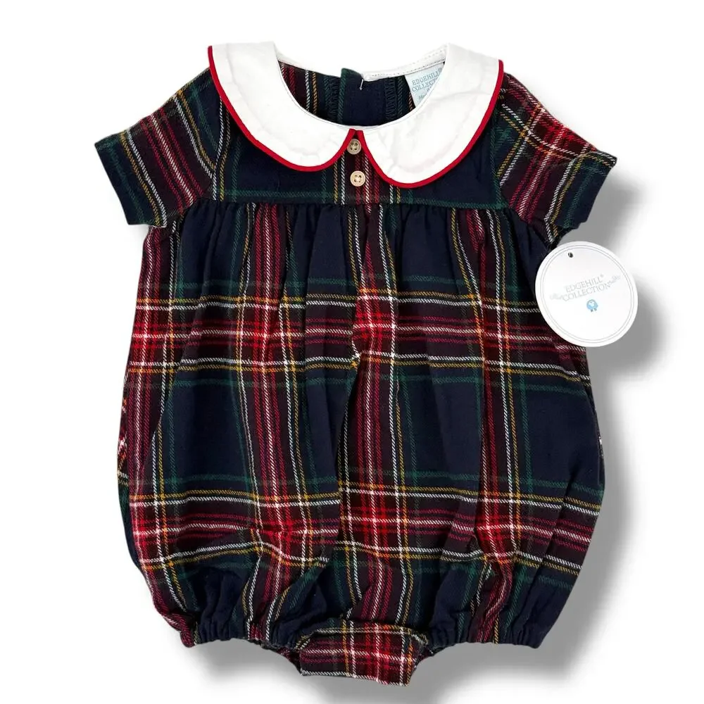 Edgehill Collection Tartan Plaid Flannel Bubble Romper Baby Boy Size 12 Months